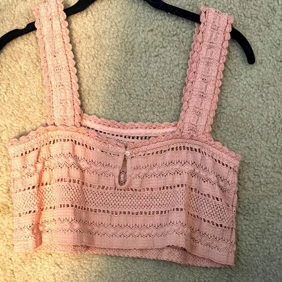 Pink Lace Cropped Top